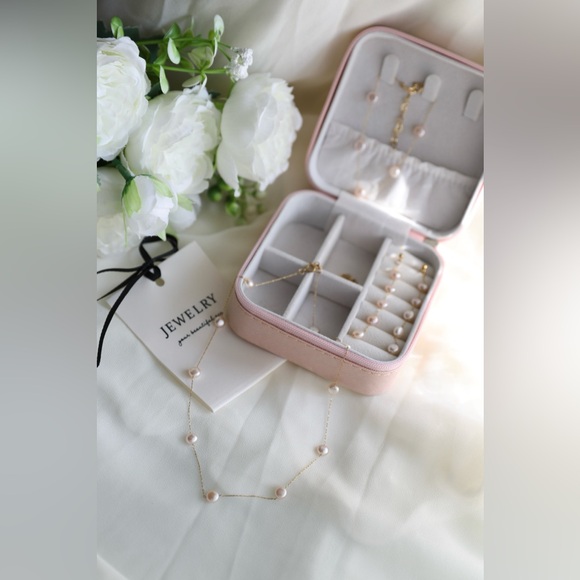 Freshwater pearl Station Necklace,Pearl bracelet,heart bracelet and earrings set - Picture 2 of 6